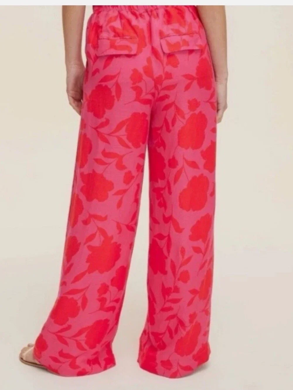 #287. Kate Spade Hot Pink Wide-Leg Floral Pants with Red Pattern X Target